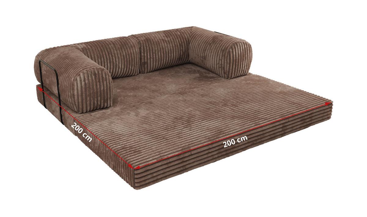 3-SITZER SOFA ORSETTO - Braun Cord - Schwarz/Braun, Textil/Metall (200/70/100cm) - MKS