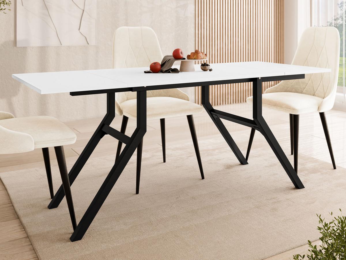 2-IN-1 COUCHTISCH UND ESSTISCH Xena Bis - Schwarz/Weiß, Holzwerkstoff/Metall (70/100/45cm) - MIRJAN24