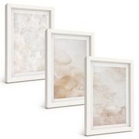 BILDER SET 3er Set - 20x30 cm Weißer Rahmen - Modische Pastelltexturen - Weiß, Kunststoff (20/30cm) - TULUP
