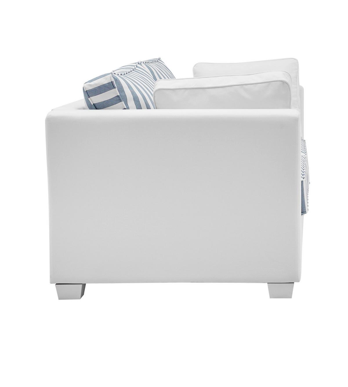 SOFA 2,5-Sitzer creme blau gestreift, Landhaus 200 cm, Couch inklusive 4 Kissen - Blau/Creme, Holz/Textil (200/88/96cm) - Furn.Design