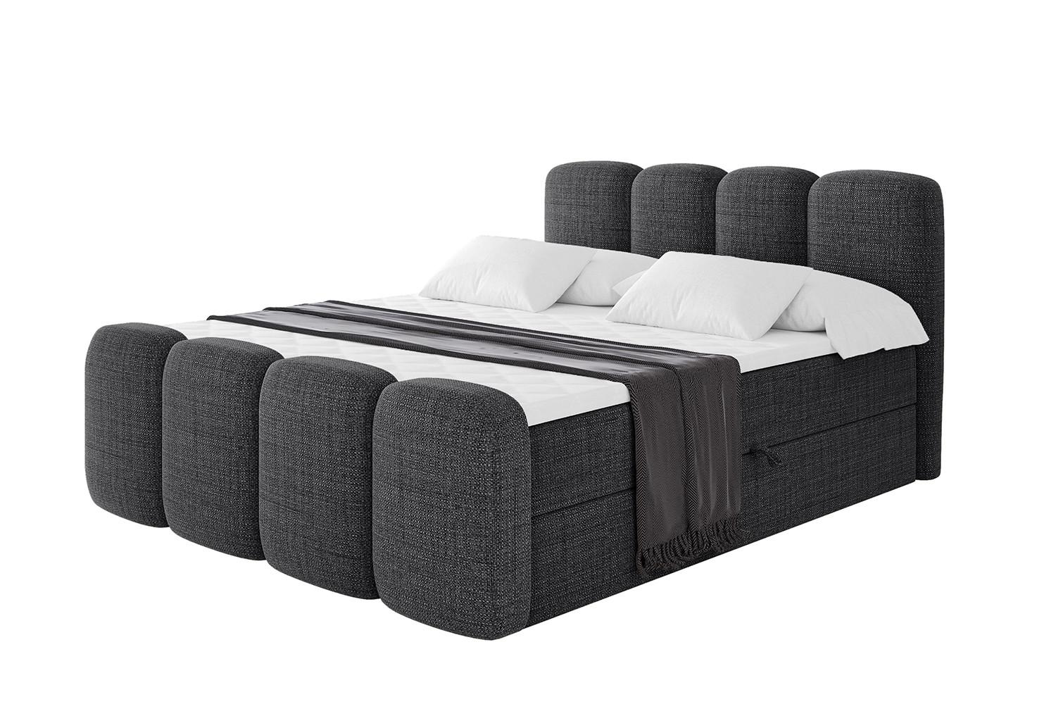 BOXBETT mit Matratze H4 und Lattenrost - NINA-Z - 160x200 cm - Schwarz - Schwarz, Holzwerkstoff (160/200cm)
