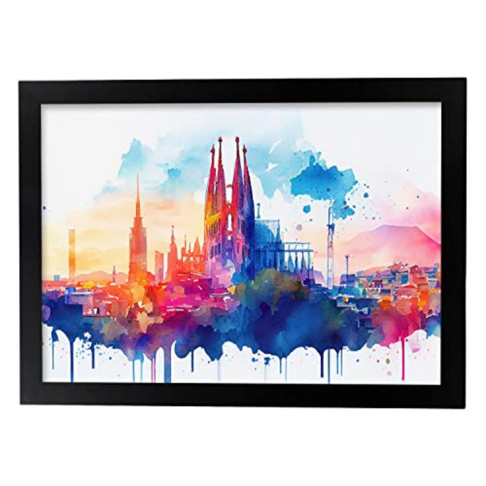POSTER Barcelona 1 Im Aquarell-Stil. A3 Rahmenlos - Klar, Papier (29.7/5/42cm) - Nacnic