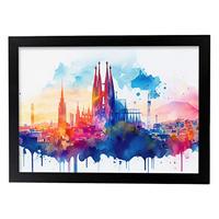 POSTER Barcelona 1 Im Aquarell-Stil. A3 Rahmenlos - Klar, Papier (29.7/5/42cm) - Nacnic