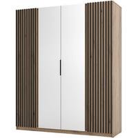 DREHTÜRENSCHRANK Kaya 200/62/239 4-Türig mit zwei Spiegel - Eichefarben/Schwarz, Holzwerkstoff (200/239/62cm) - Beautysofa