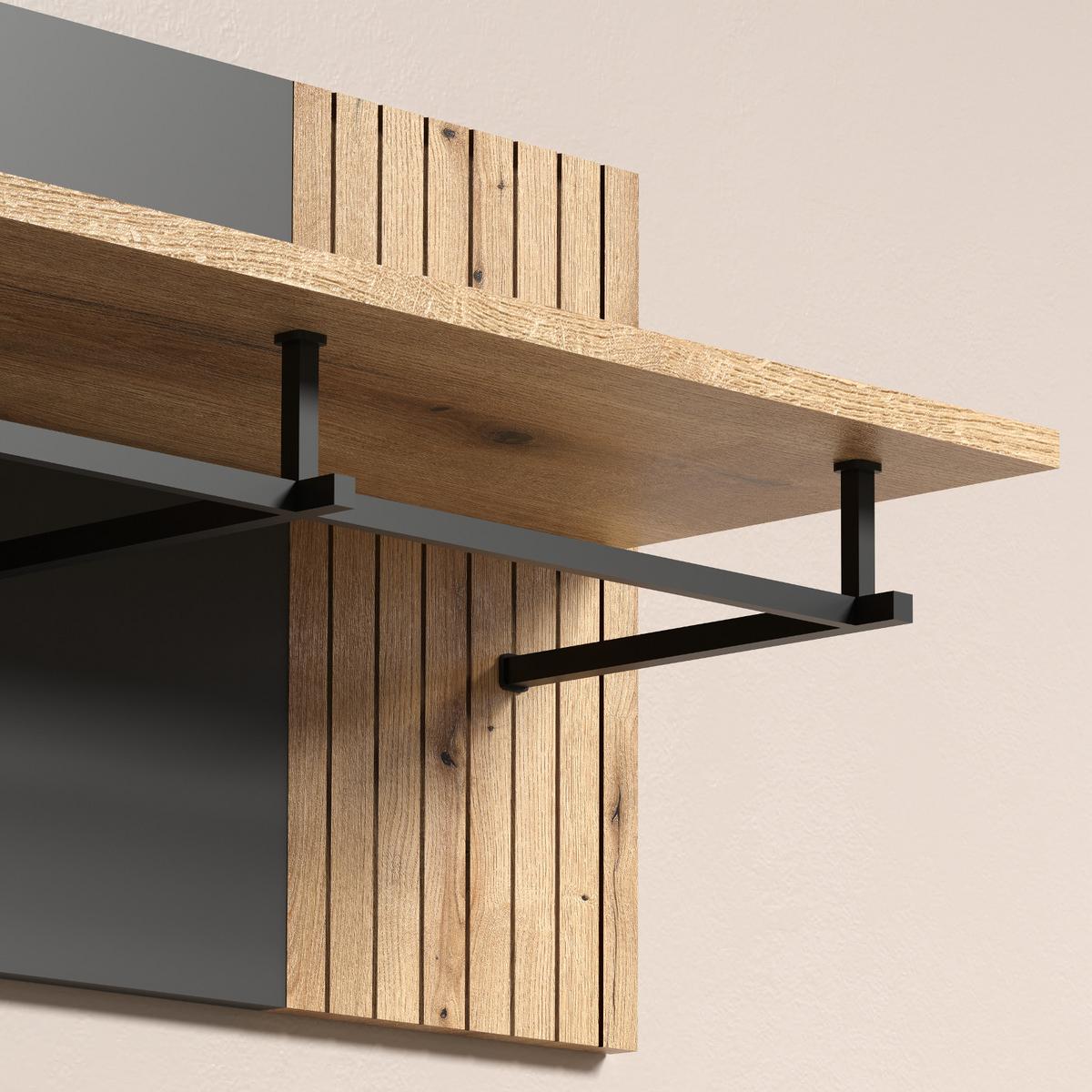GARDEROBENPANEEL grau, Evoke Eiche 80 x 40 cm, Wandgarderobe mit Kleiderstange - Anthrazit/Grau, Holzwerkstoff (80/40/28cm) - Top.Furn