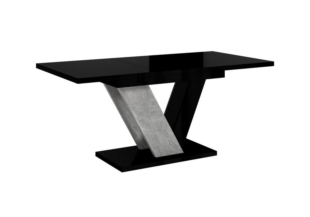 ESSTISCH ZAFIR Ausziehbar 120 - 160 / 80 x 76 cm - Weiß Hochglanz/Schwarz, Holz (120/80/76cm) - MASSENO