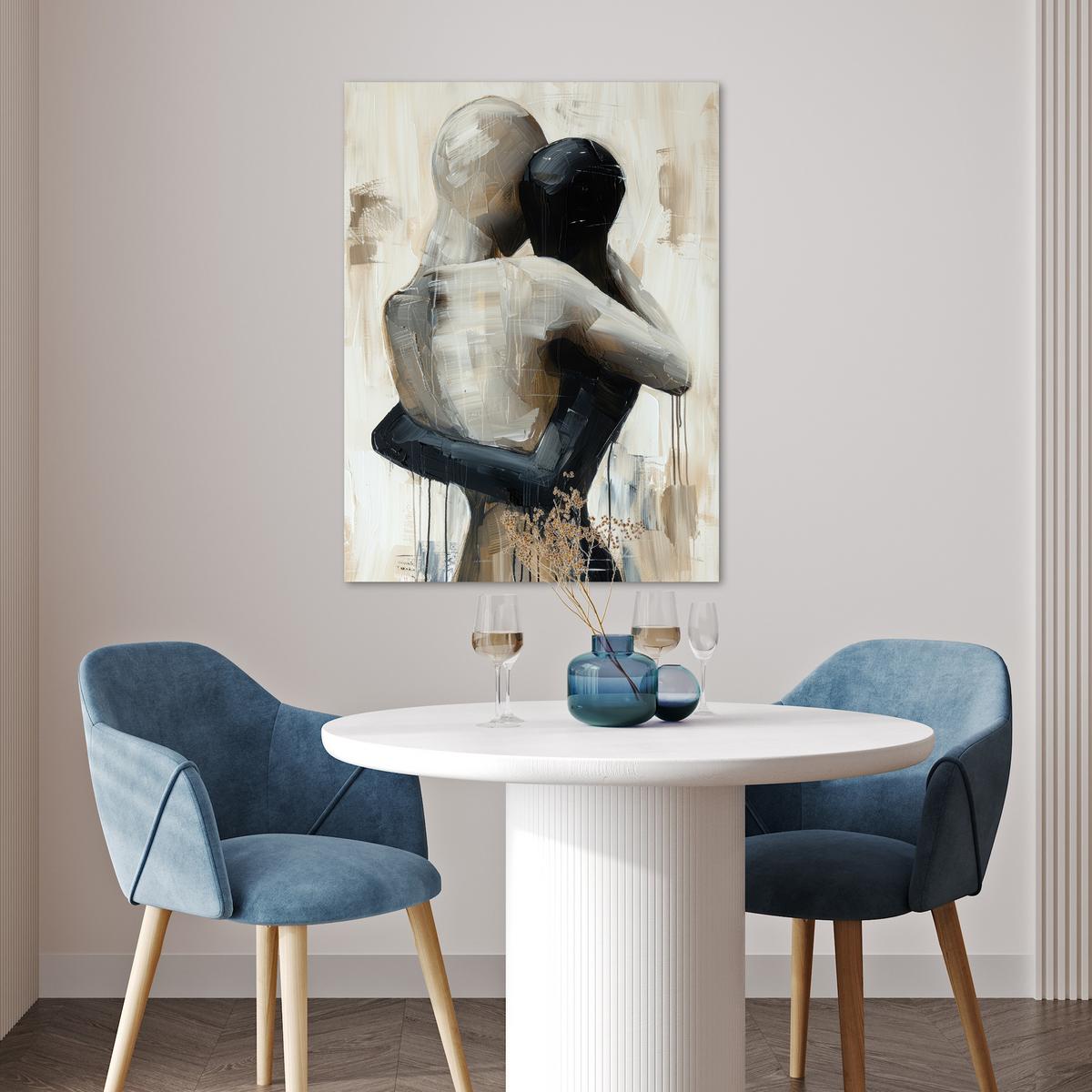 POSTER Abstrakt - Liebe - Schwarz und weiß - Modern Deko Wohnzimmer 60x80 cm - Schwarz, Papier (60/80/0.1cm) - MuchoWow