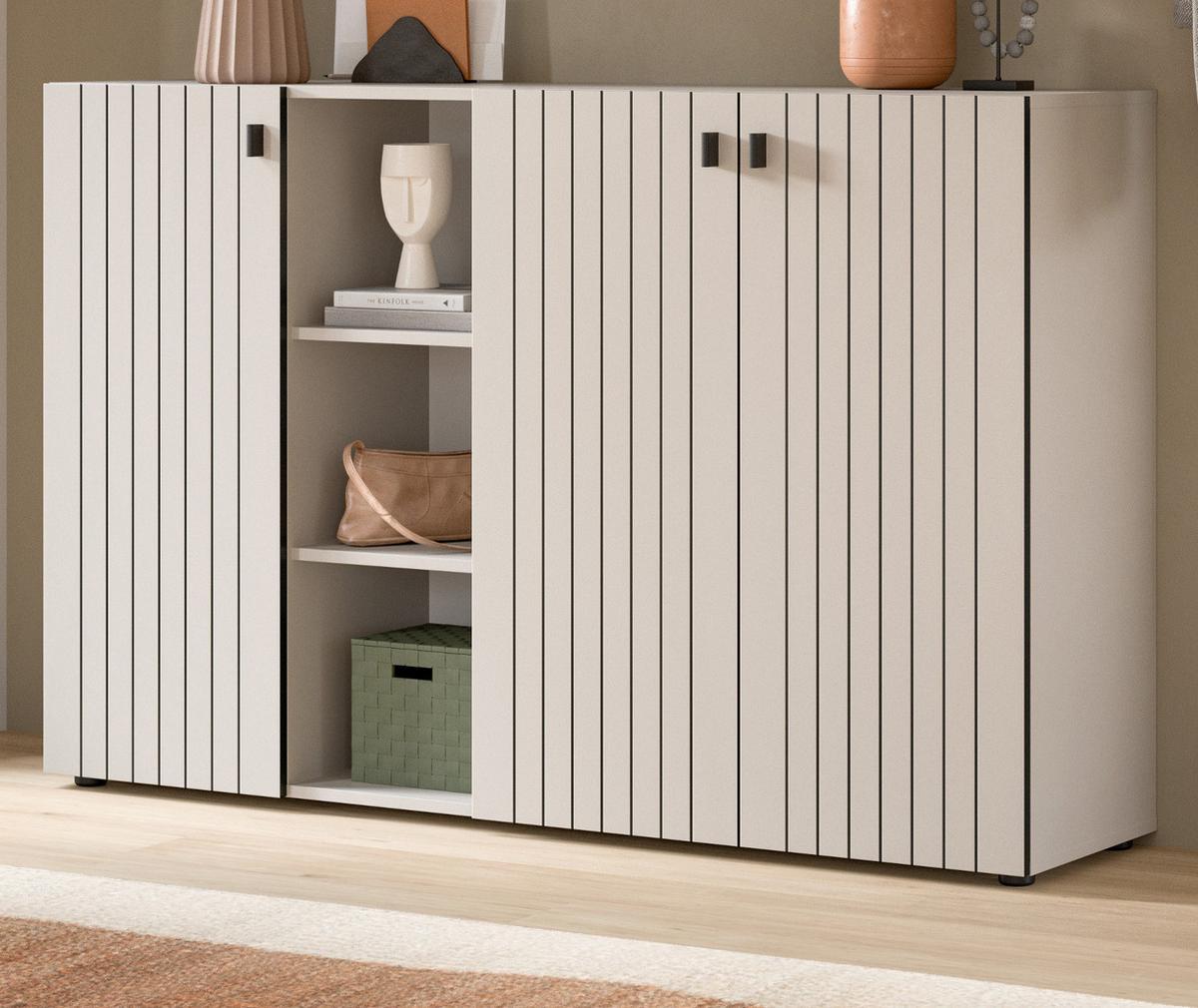 FLURKOMMODE Kaschmir 150 x 96 cm, Schuhschrank mit 9 Fächern - Kaschmir/Schwarz, Holzwerkstoff/Kunststoff (150/96/37cm) - Inn.Furn