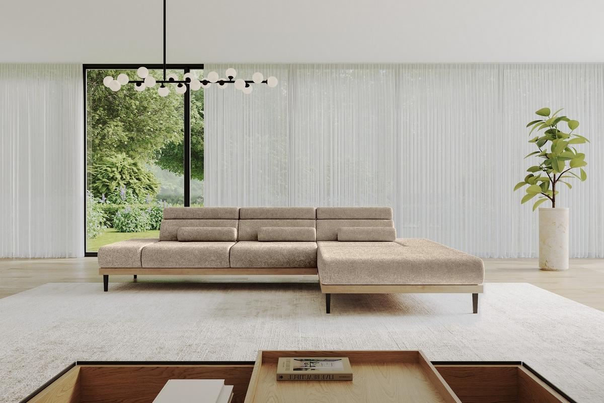 ELEKTRISCHES ECKSOFA Rechts MONA 316x205x85 Braun Velours - Braun, Holzwerkstoff/Textil (316/205cm) - ALTDECOR