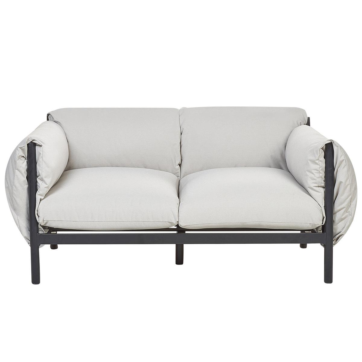 LOUNGE-SET 4-Sitzer Aluminium Hellgrau/Schwarz Esperia - Hellgrau/Schwarz, Metall - Beliani