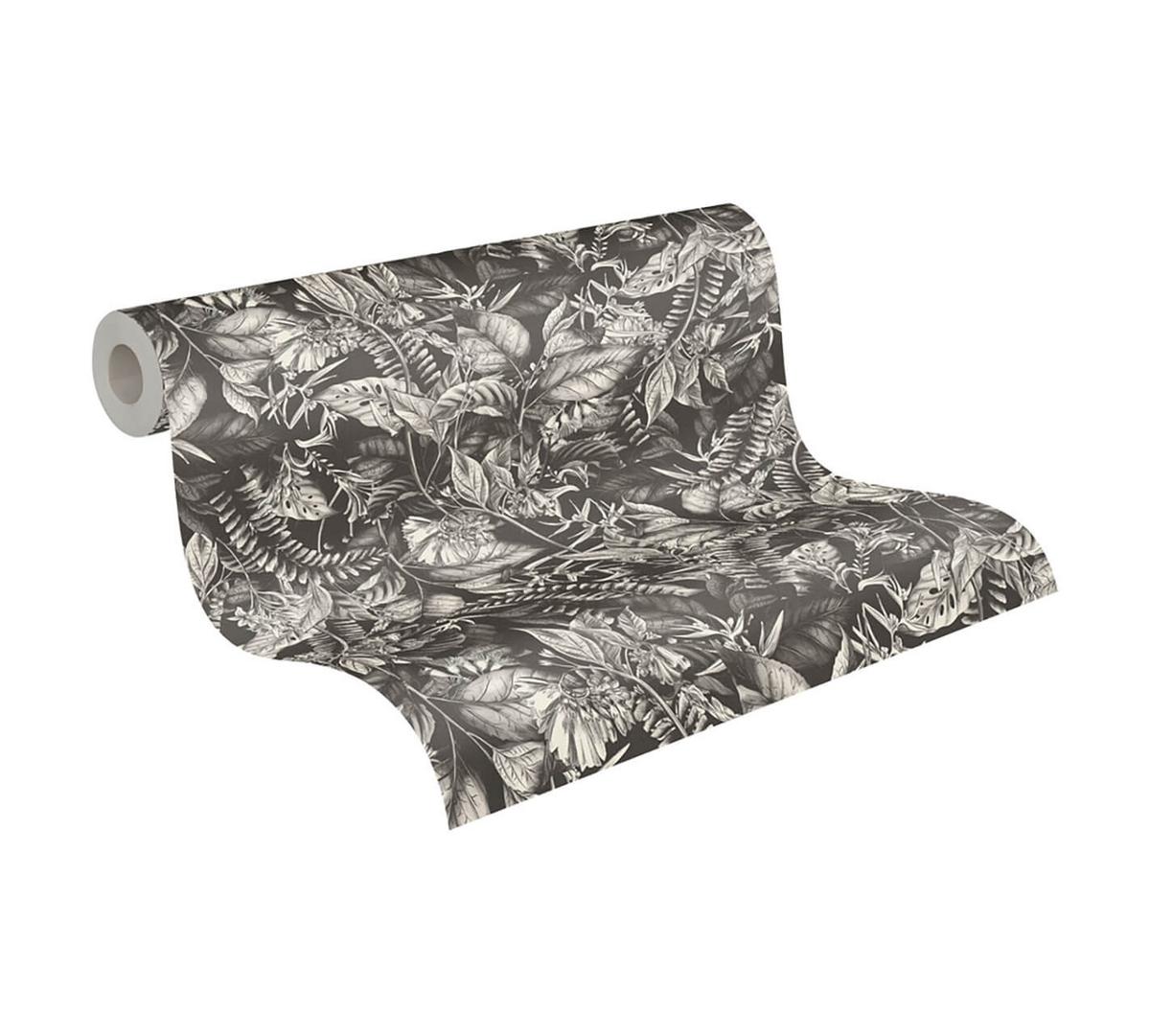 VLIESTAPETE Schwarz-Weiß 53/1005 cm - Schwarz, Textil (53/1cm) - KUNSTLOFT