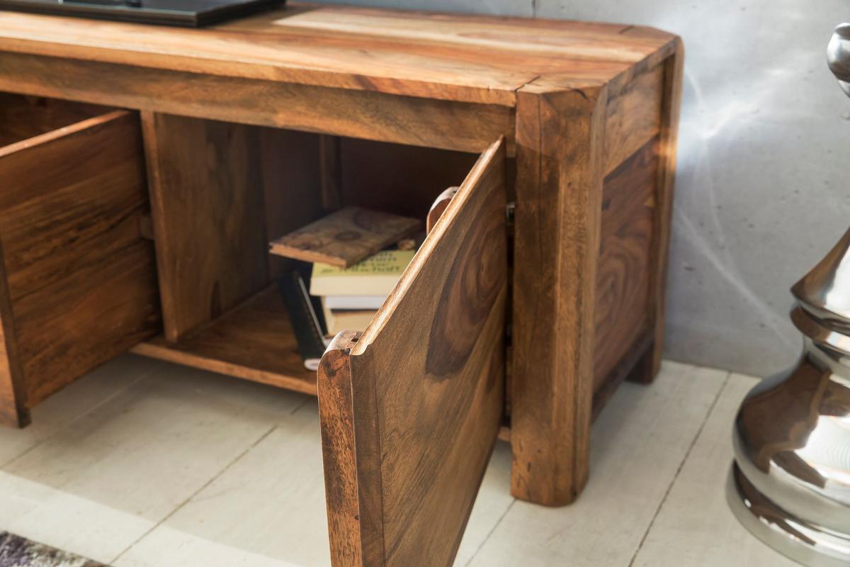 TV-LOWBOARD Massivholz, Landhausstil, Ablagefächer, Dunkelbraun 140x35x40 cm - Braun, Holz (140/40/35cm) - KADIMA DESIGN