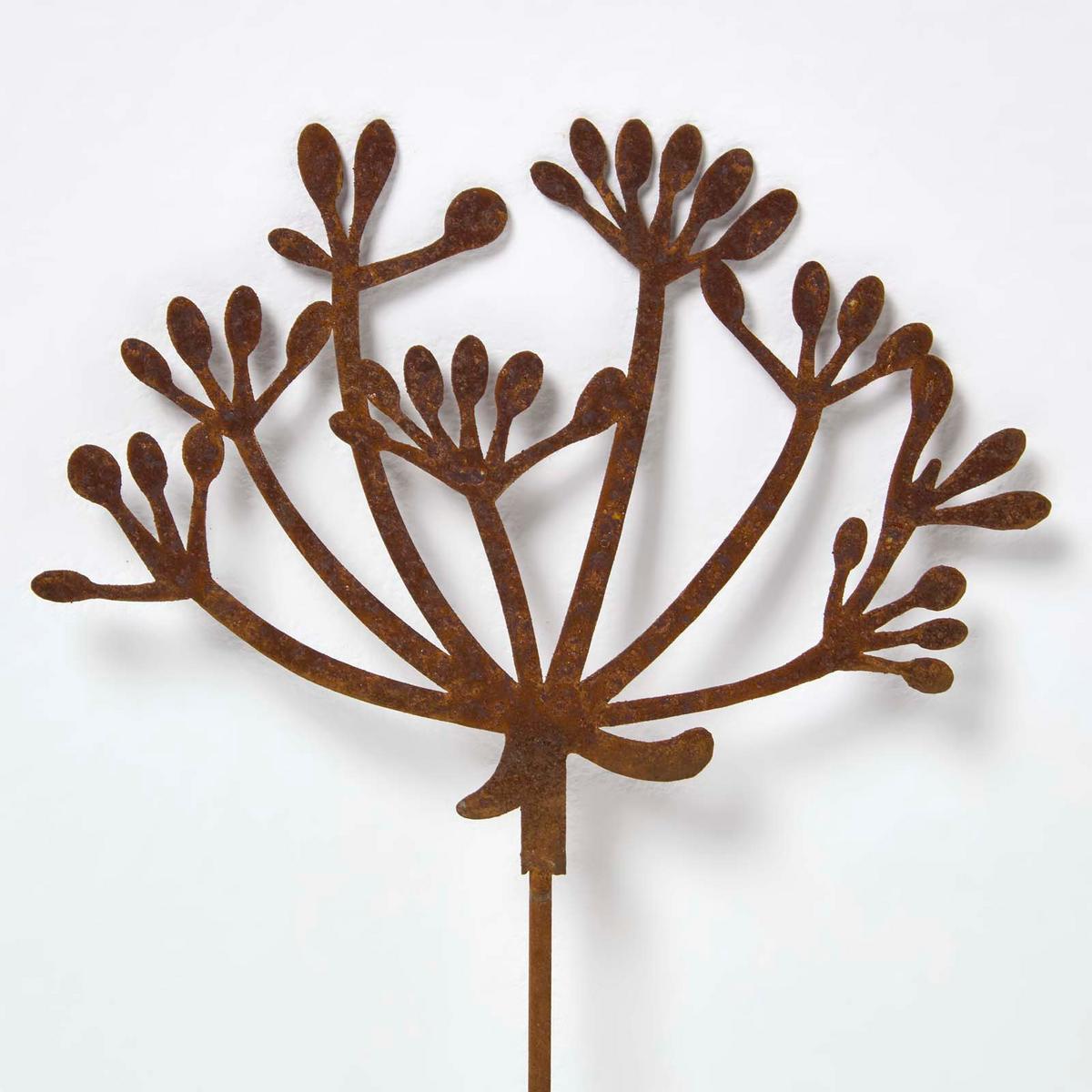 GARTENSTECKER Metall – 2er-Set Wiesenkerbel Gartendeko in Rostoptik - Rotbraun, Metall (37cm) - Homescapes