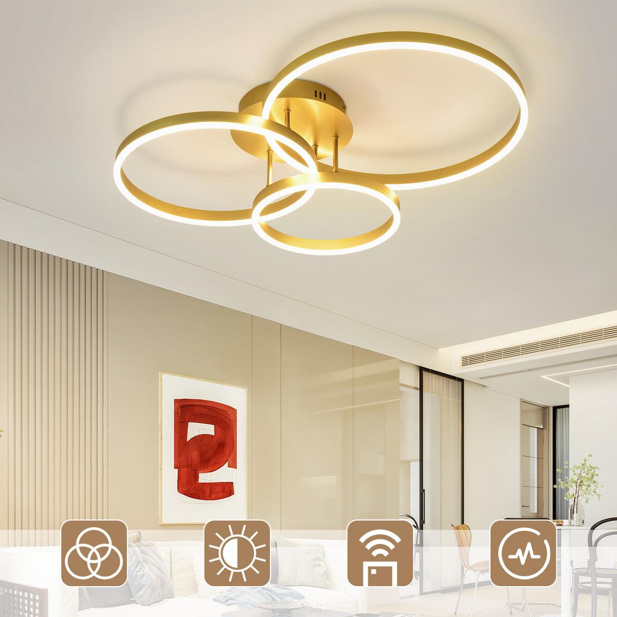 LED-DECKENLEUCHTE Peldar 58.0/82.0/16.0 cm - Goldfarben, Metall (82/58/16cm) - ZMH