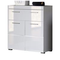 BADKOMMODE weiß Hochglanz 73 x 79 cm, Badezimmer Kommode 2-türig - Weiß, Holzwerkstoff/Kunststoff (31/79/73cm) - Top.Furn