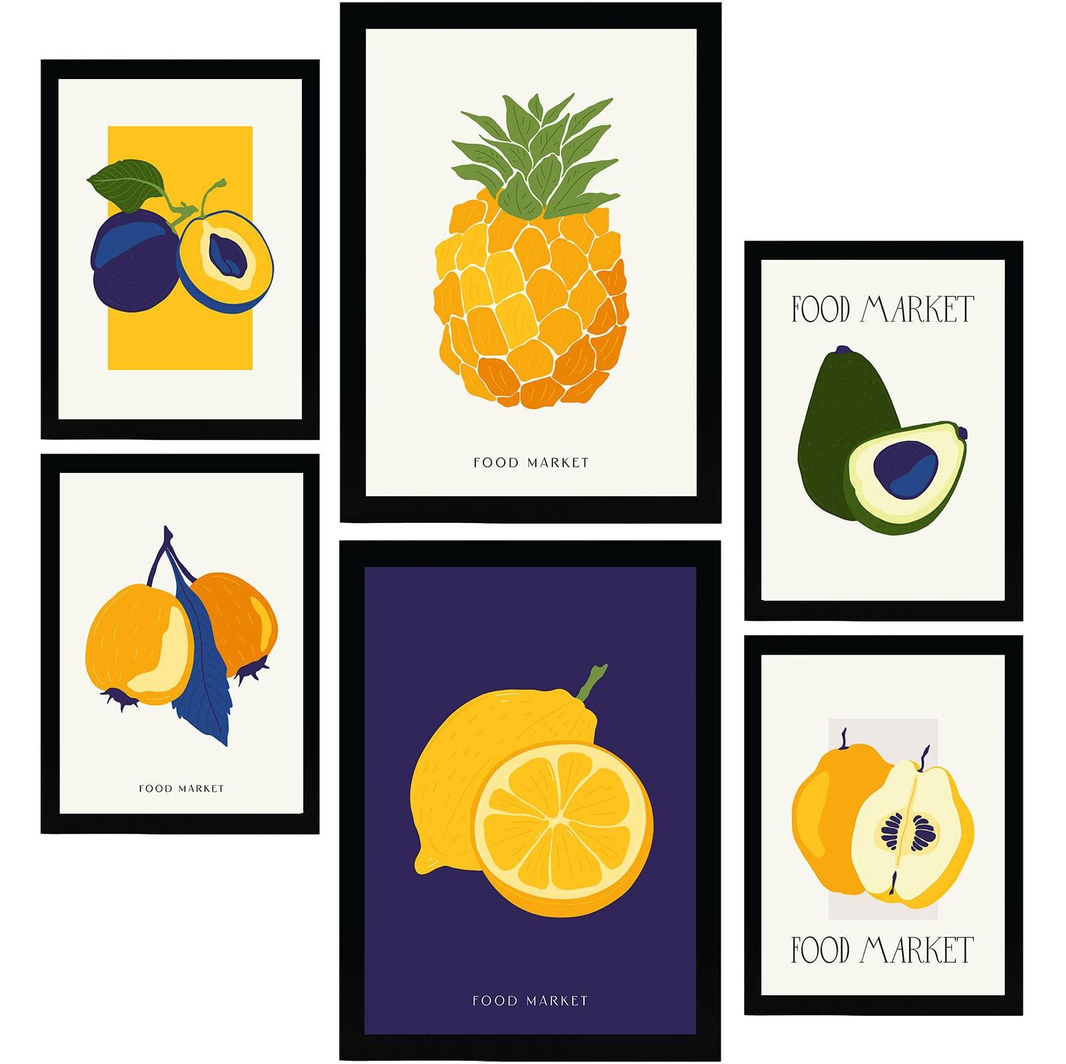 POSTER Set Mit 6 Lebensmittel Und Ernährungs Tropische Früchte A3 & A4 Rahmenlos - Klar, Papier (29/3cm) - Nacnic
