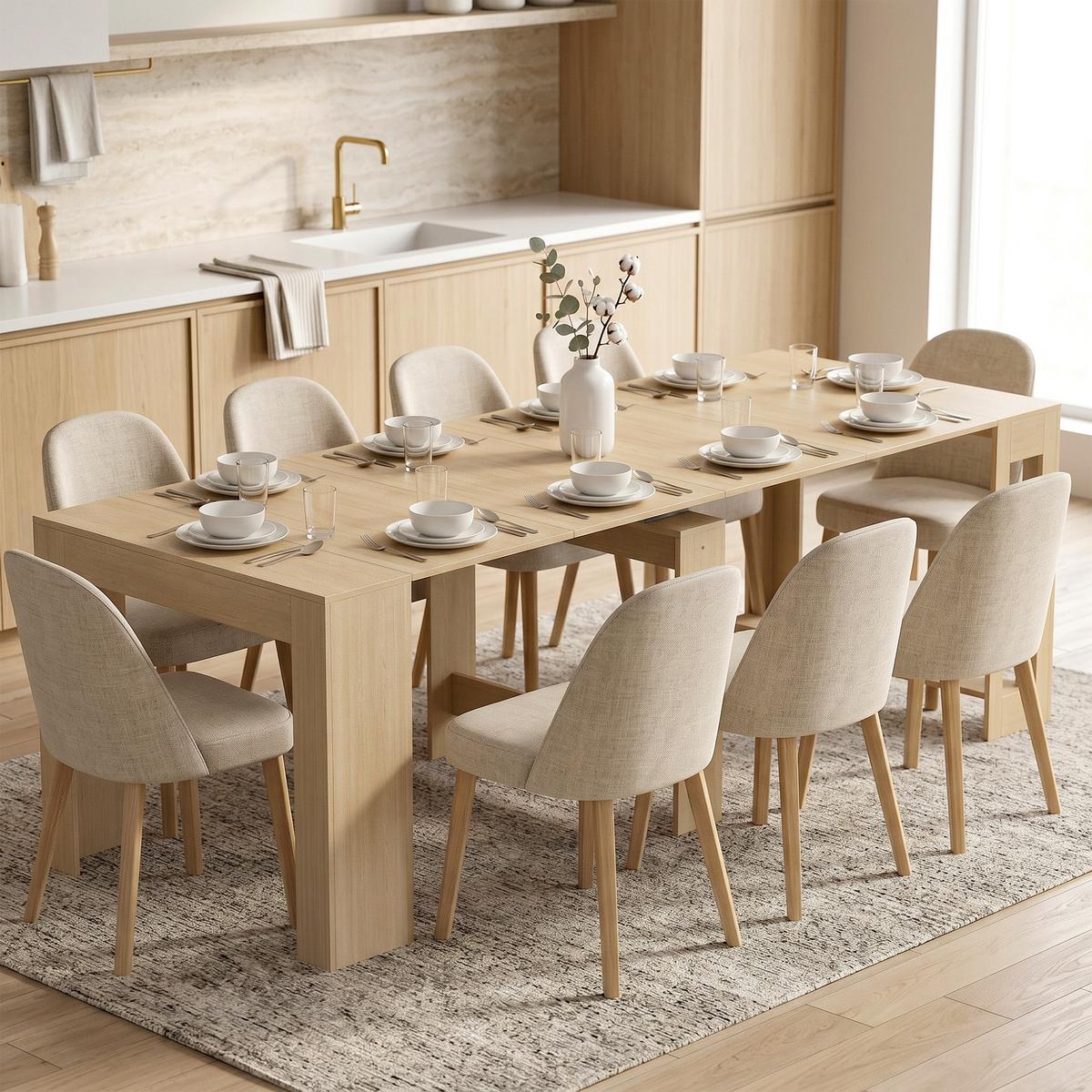 AUSZIEHBARER-ESSTISCH Spanplatte Stahl Braun - Hellbraun, Holzwerkstoff (240/90/78cm) - HOMCOM
