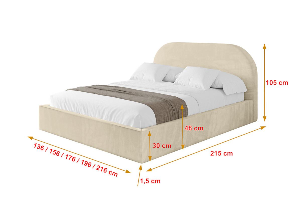 POLSTERBETT mit Bettkasten und Lattenrost, Boxbett ohne Matratze - TIVON 180x200 Beige - Ecru, Holzwerkstoff/Textil (180/200cm) - ALTDECOR