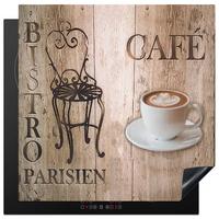 HERDABDECKPLATTE Bistro Parisien - Café - Kaffee - Jahrgang Induktionsmatte 78x78 cm - Cappuccino, Kunststoff (78/78/0.2cm) - MuchoWow