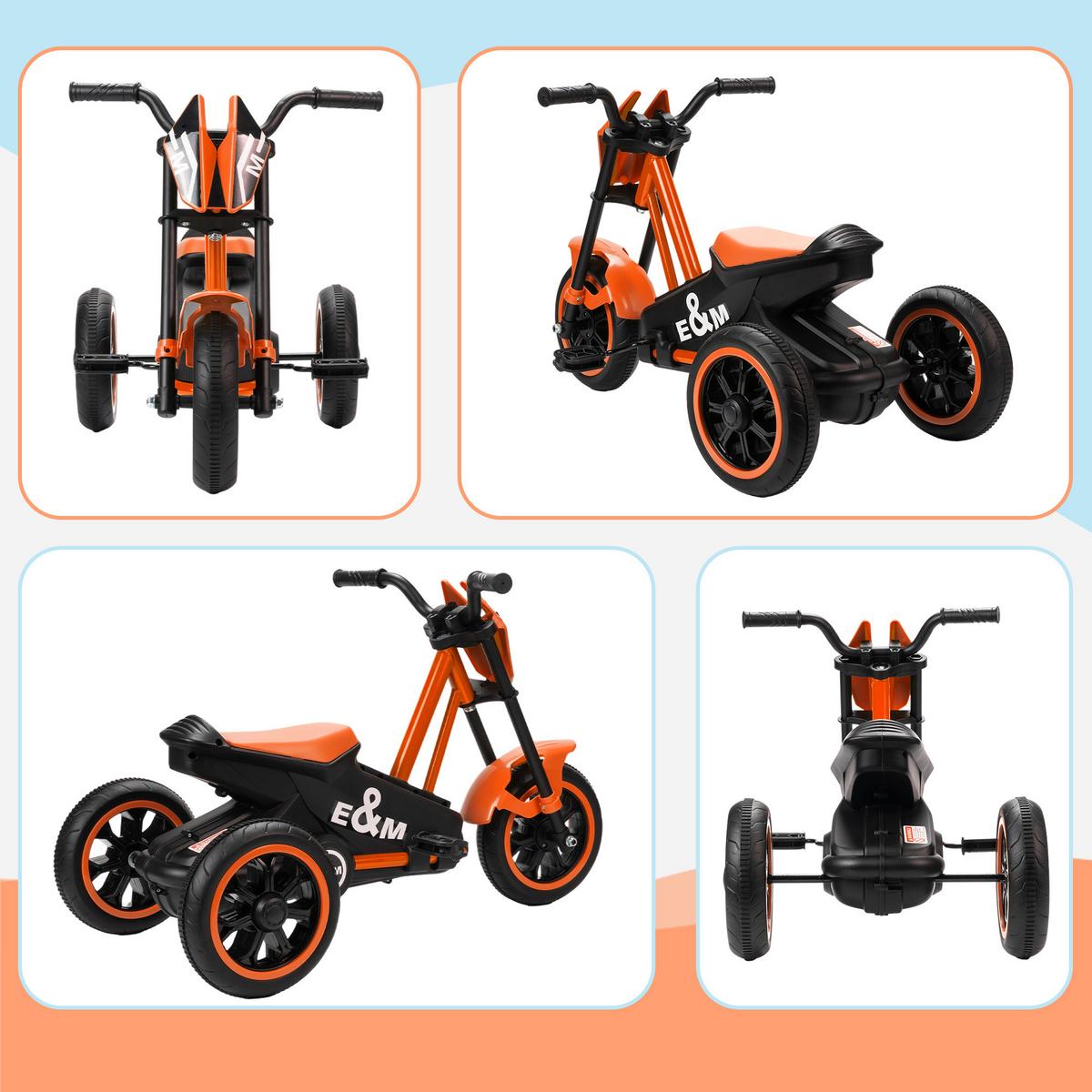 DREIRAD, Kinderfahrrad, Laufrad, Kinderrad mit Pedal für Kinder 18-36 Monaten - Orange, Metall (79/44/50cm) - AIYAPLAY