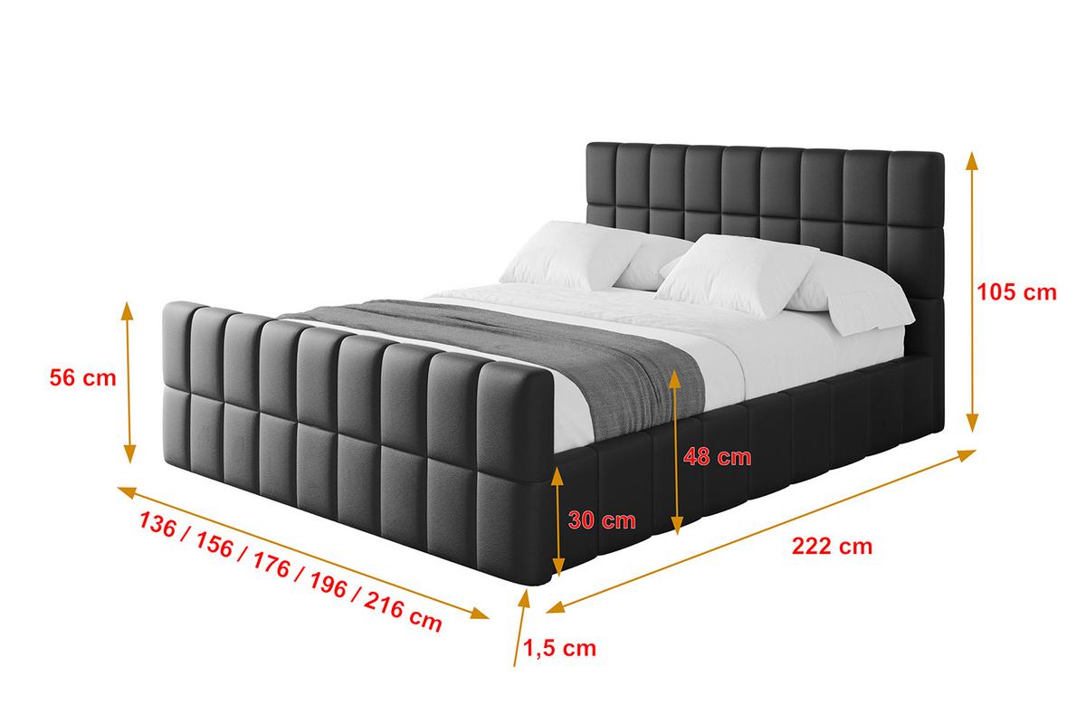 POLSTERBETT mit Bettkasten, Fußteil und Lattenrost, Boxbett ohne Matratze - AMEA-Z 180x200 Schwarz Kunstleder - Schwarz Hochglanz, Holzwerkstoff/Textil (180/200cm) - ALTDECOR