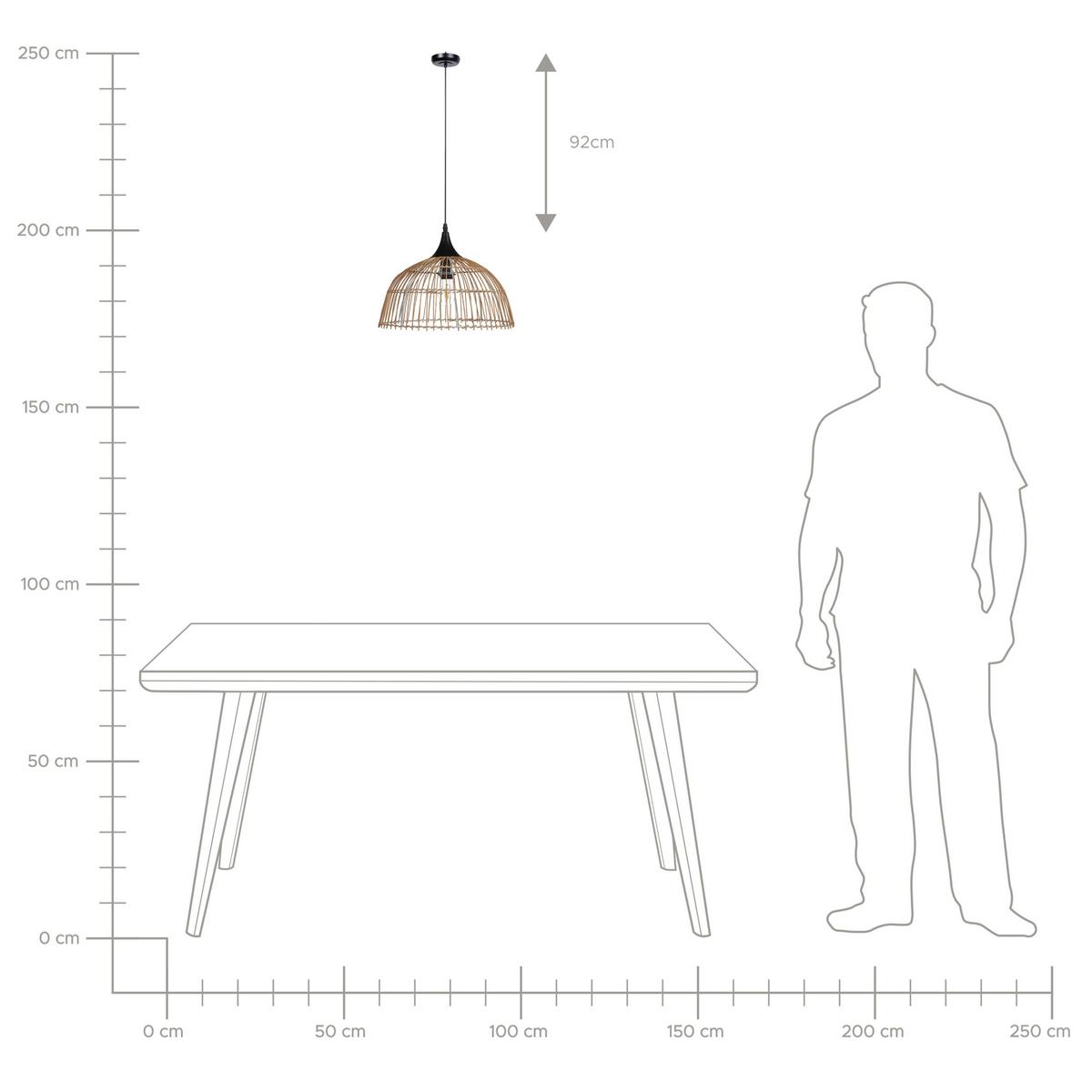 HÄNGELEUCHTE Bararis 40/40/20 cm - Naturfarben, Naturmaterialien (40/40/20cm) - Beliani