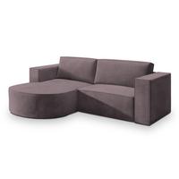 ECKSOFA SORELA M L-S Lila Velours-Stoff mit Schlaffunktion - Lila, Holz (263/174cm) - MASSENO