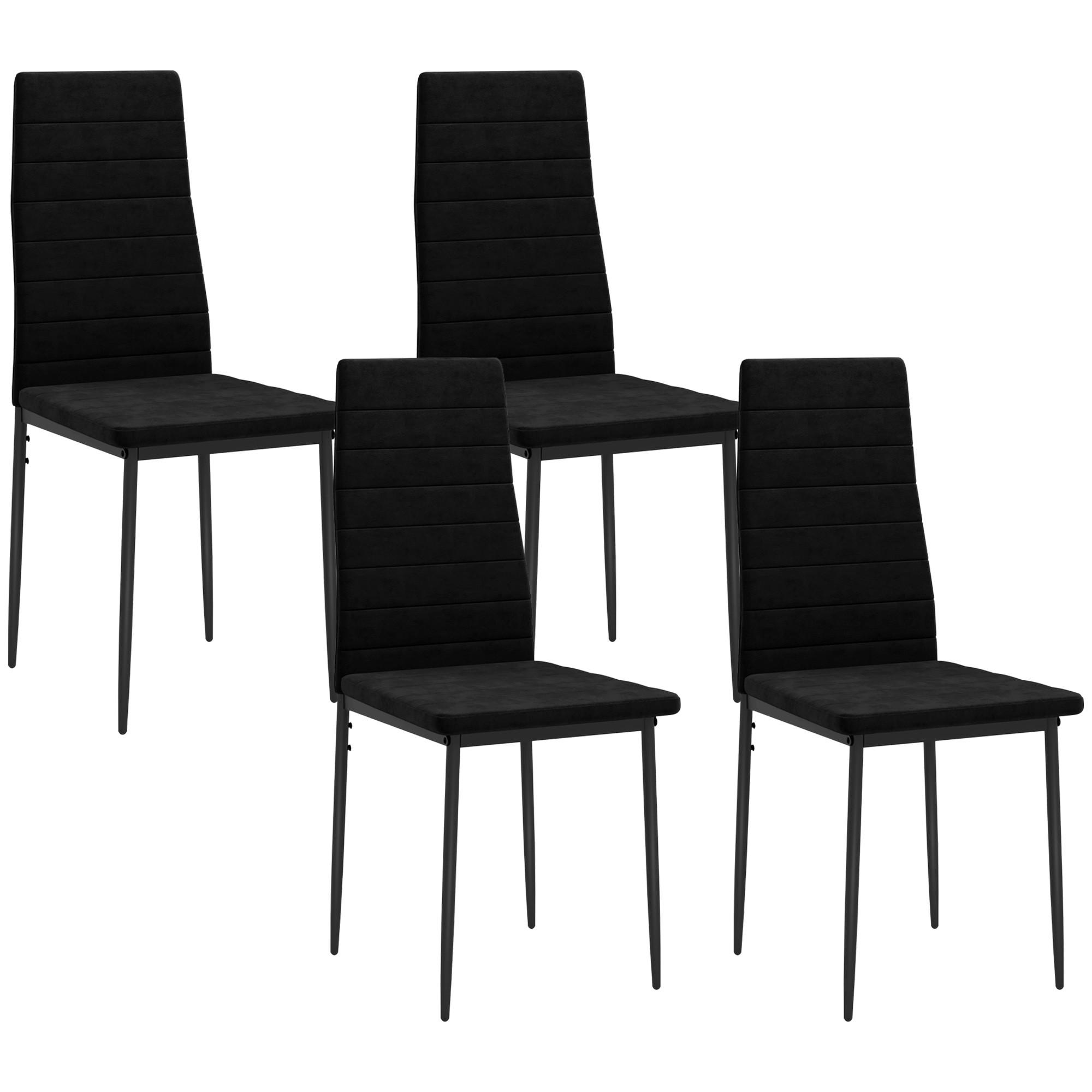 ESSSTUHL 4er Set Polyester Metall Schwarz - Schwarz, Textil/Metall (41/97/54cm) - HOMCOM
