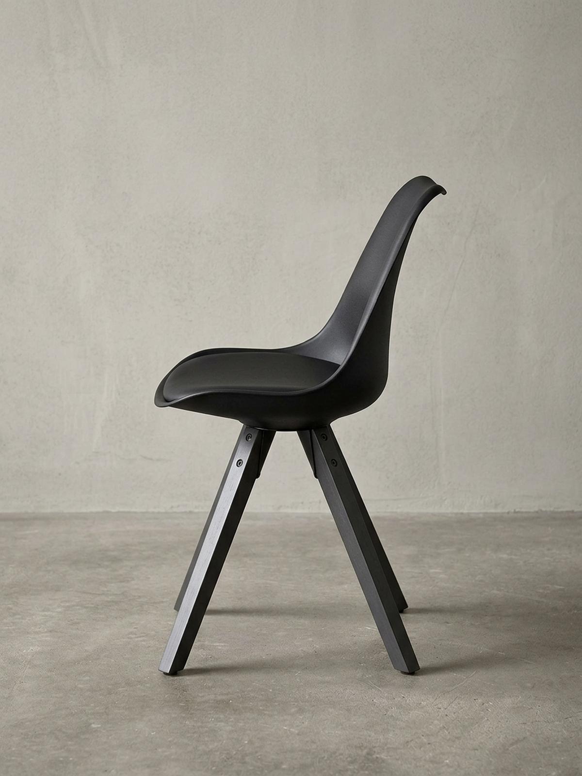 ESSZIMMERSTUHL Stoffbezug mit Holzgestell Modern gepolstert, Schwarz 49x52x87 cm - Schwarz, Holz/Kunststoff (49/87/52cm) - KADIMA DESIGN