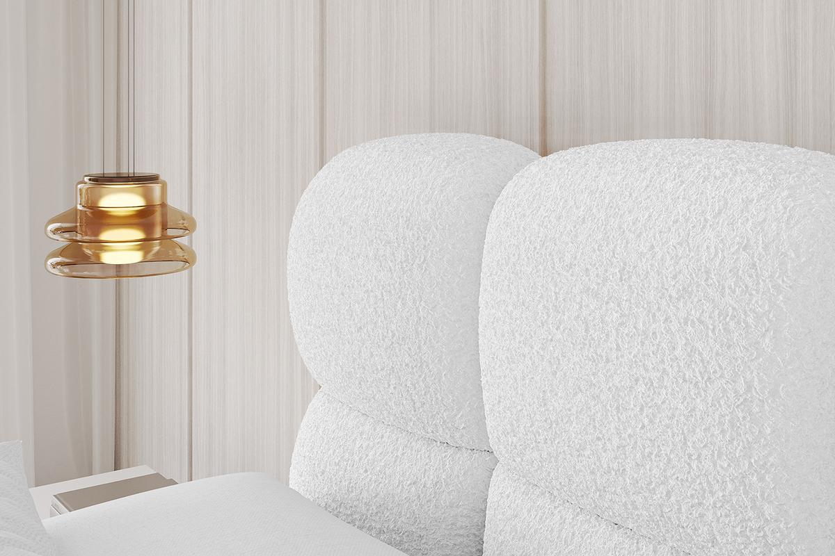 POLSTERBETT mit Bettkasten, Fußteil und Lattenrost, Bett mit Matratze H3/H4 - NOMA-Z 180x200 Weiß - Weiß, Holzwerkstoff/Textil (180/200cm) - ALTDECOR