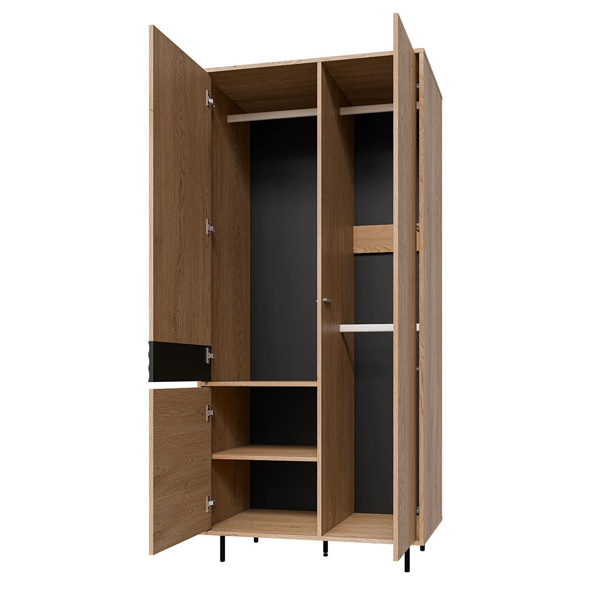 SCHRANK 3 Türen Astra Holz und Schwarz - Schwarz, Holzwerkstoff (90/195/52cm) - Petits-meubles