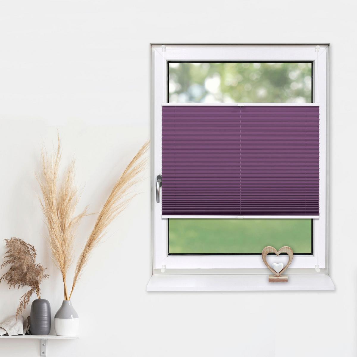 PLISSEE Basic 75 x 210cm Klemmfix ohne Bohren - Lila, Textil (75/210cm) - Deco-Raum