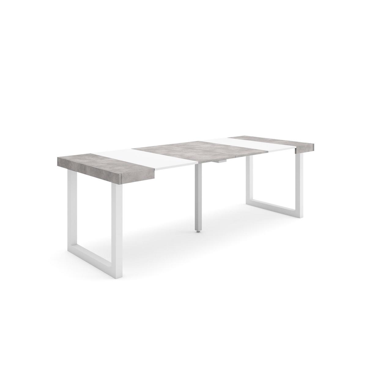 KONSOLENTISCH ausziehbar 58 bis 222cm, für 10 Gäste, weiß zementgrau, 90/58/73cm - Weiß/Grau, Holzwerkstoff (90/222/73cm) - Skraut Home