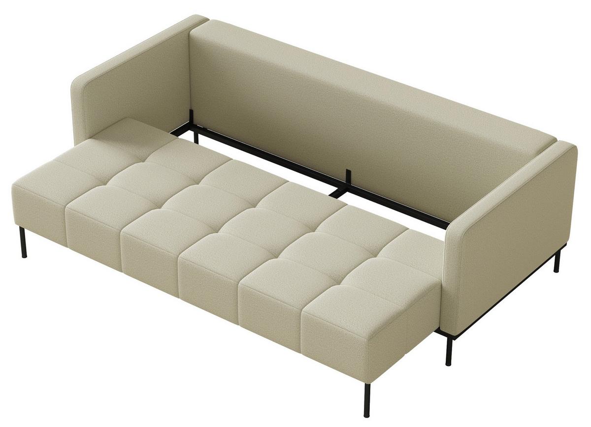 SCHLAFSOFA Skilia mit Schlaffunktion, 3-Sitzer 224 cm - Ecru/Schwarz, Textil/Metall (224/85/102cm) - Selsey