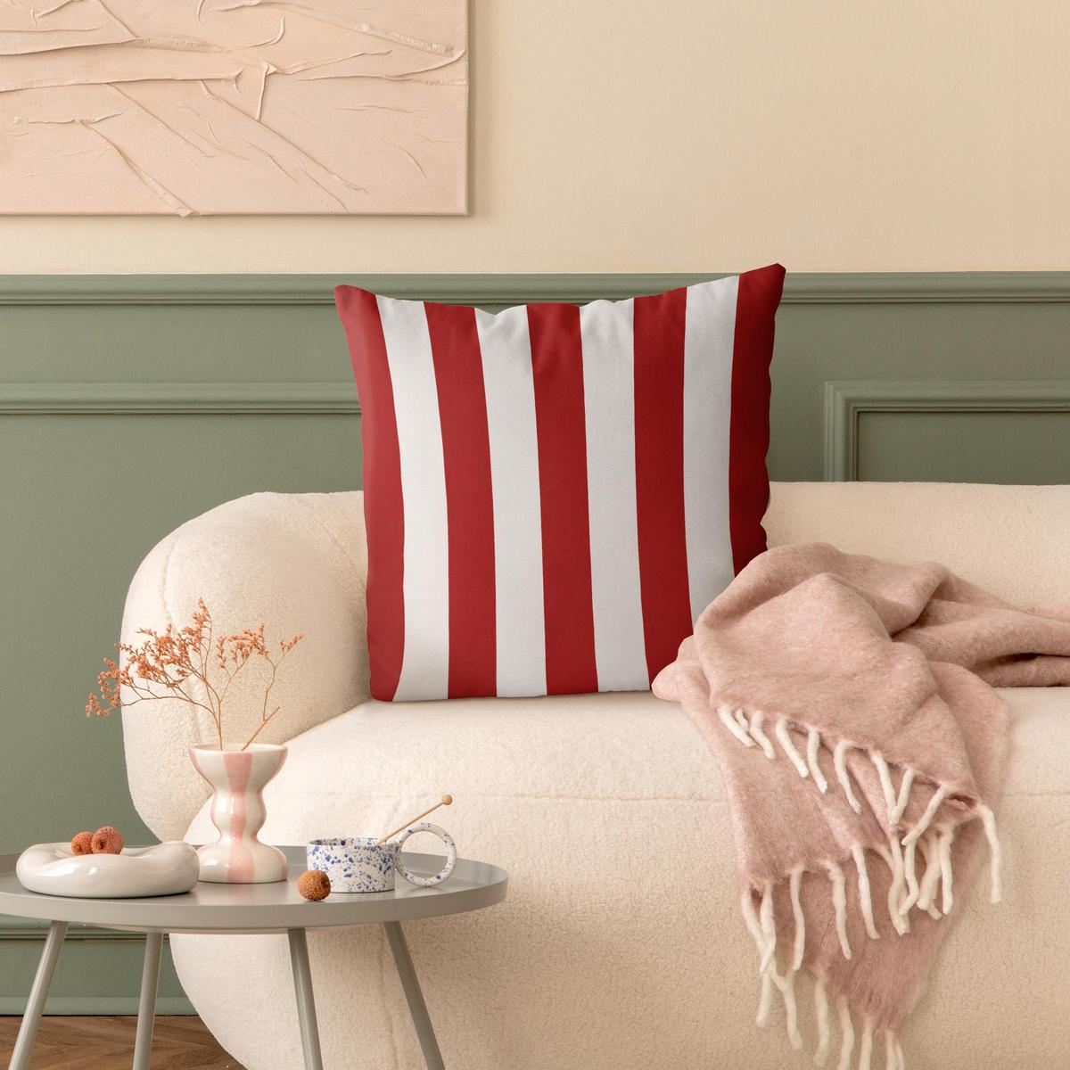 DEKOKISSEN Längsstreifen in Rot 40/40 cm - Rot, Textil (40/40/10cm) - Bilderwelten