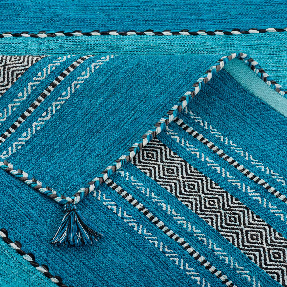 NATUR TEPPICH KELIM NAVARRO - Türkis, Textil (140/200cm) - Pergamon
