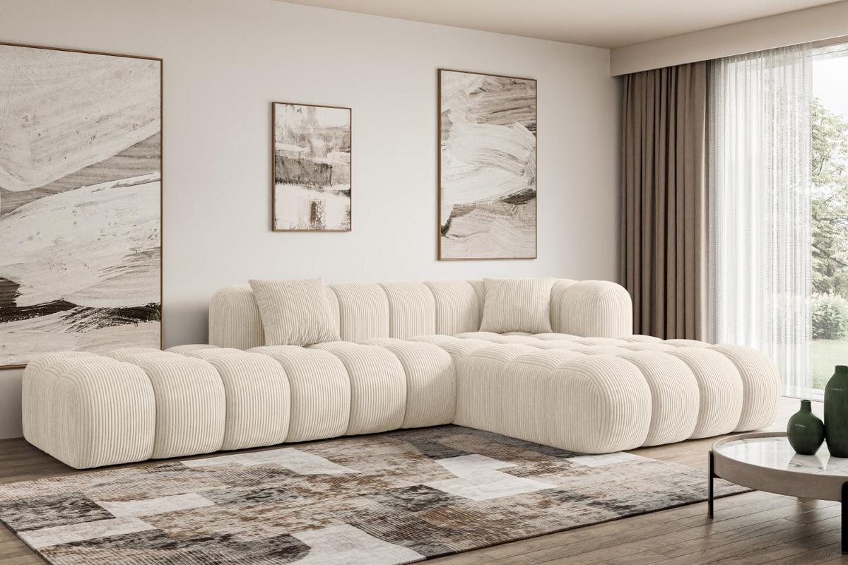ECKSOFA Ottomane Rechts OLEA-L2 - 289x176x71 cm Beige - Beige/Schwarz, Holzwerkstoff/Kunststoff (289/176cm) - ALTDECOR