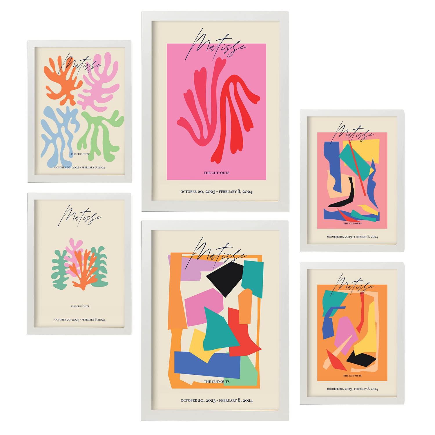 POSTER Set Mit 6 Matisse Sammlung A3 & A4 Weißer Rahmen - Weiß, Papier (29/3cm) - Nacnic