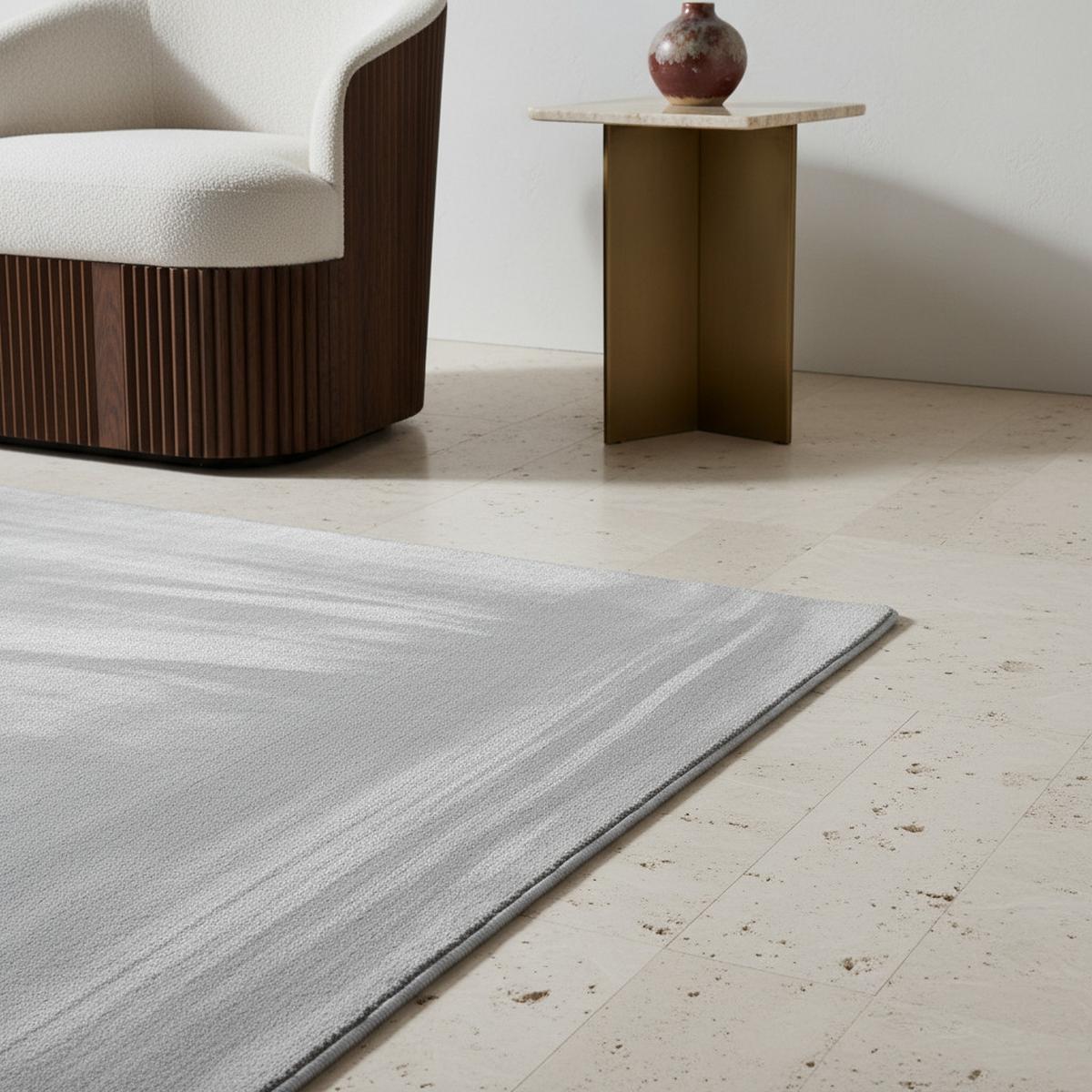 TEPPICH Kurzflor Waschbar LECH in Silber, einfarbig, 80 x 150 cm - Silberfarben, Textil (150/80cm) - KADIMA DESIGN