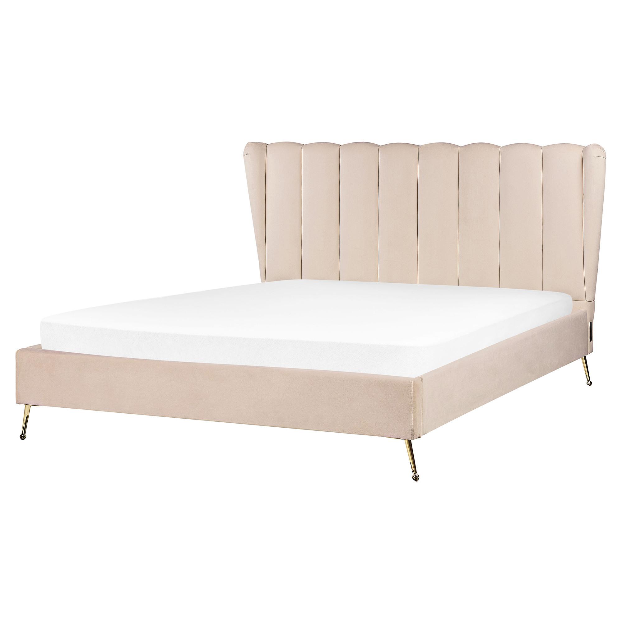 POLSTERBETT 160/200cm Beige Miribel - Beige, Textil (160/200cm) - Beliani