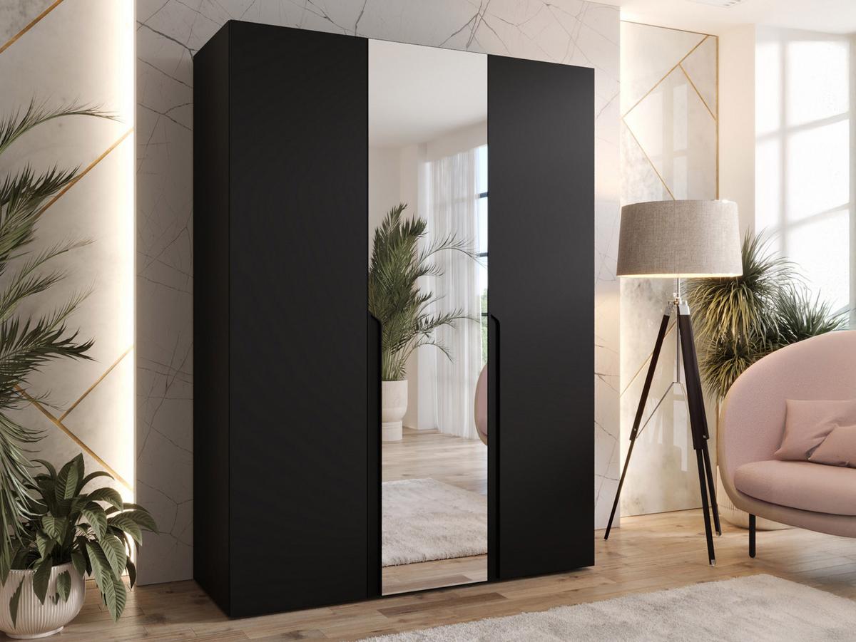 DREHTÜRENSCHRANK Mila II 150 - Schwarz, Holzwerkstoff/Kunststoff (150/202/52cm) - MIRJAN24