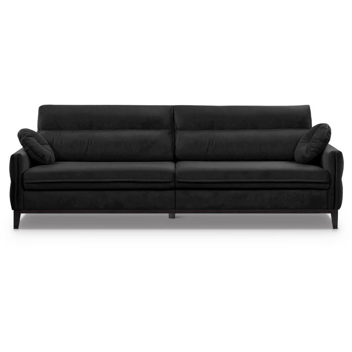SOFA 3-SITZER Belweder Velours schwarz - Wengefarben/Schwarz, Holz/Textil (268/95/94cm) - Beautysofa