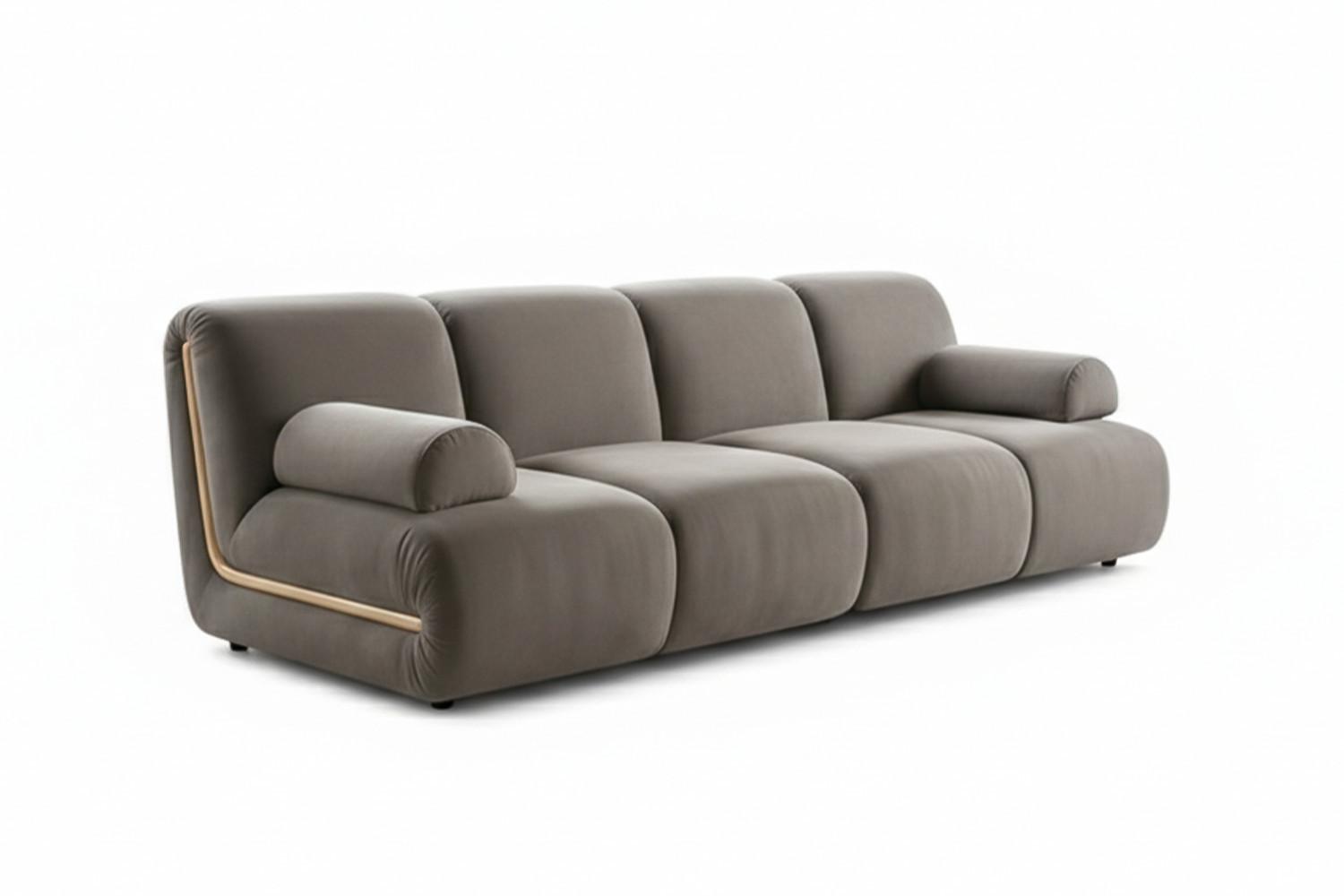 MODULSOFA LAYLA Taupe Velvet - Taupe/Schwarz, Buchenholz/Textil (183/74/99cm) - KAWOLA