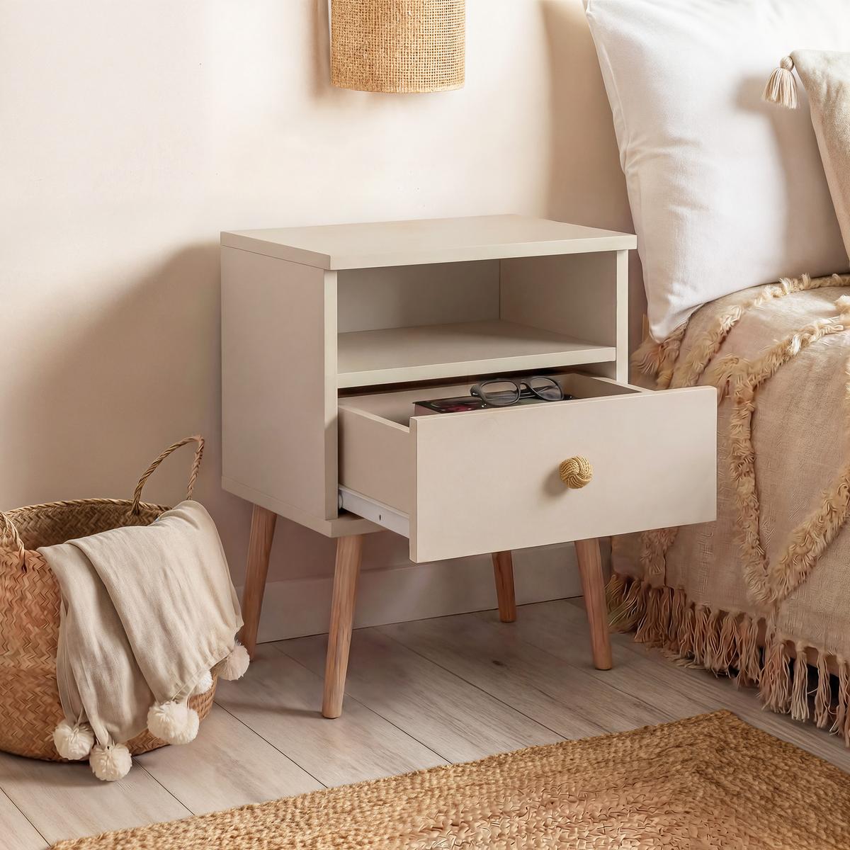 NACHTSCHRANK VALERIO 44/31/56 cm Kaschmir - Kaschmir, Naturmaterialien/Holzwerkstoff (44/55.5/31cm) - Idohome