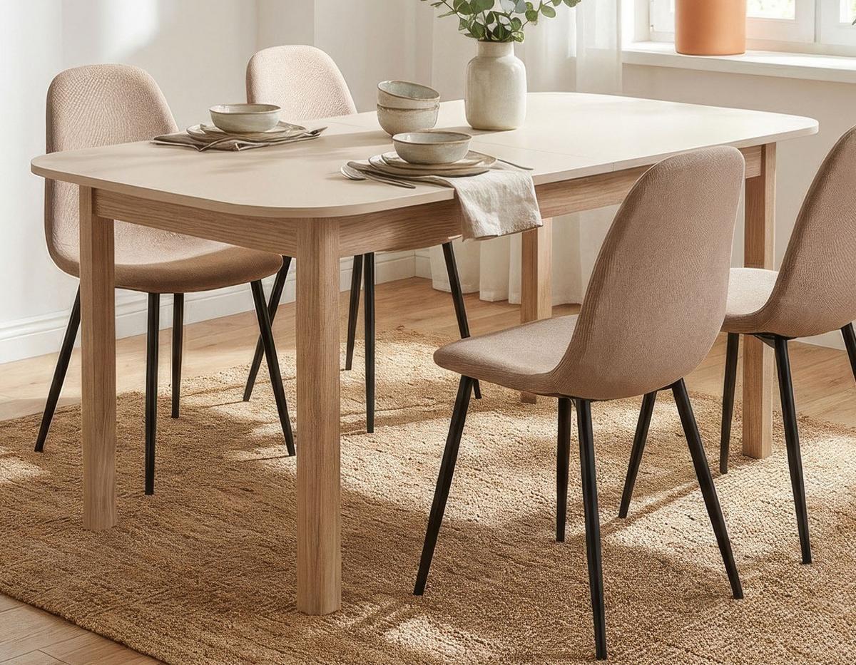 ESSTISCH samt, Riva Eiche 160/200 cm, Küchentisch ausziehbar - Eichefarben/Beige, Holzwerkstoff (90/160/76cm) - Furn.Design