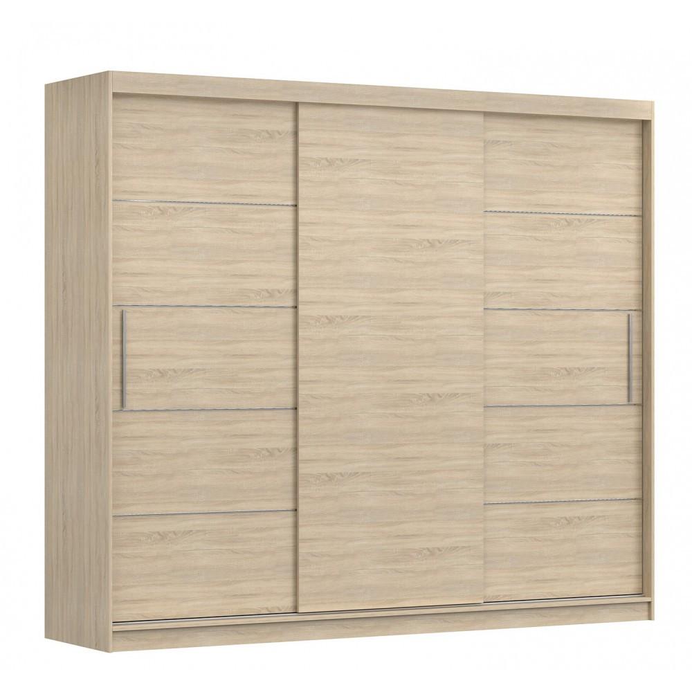 SCHWEBETÜRENSCHRANK Alba ohne Spiegel Sonoma Eiche, ohne LED Beleuchtung 250 cm - Sonoma Eiche, Holz (250/218/61cm) - imoebel24