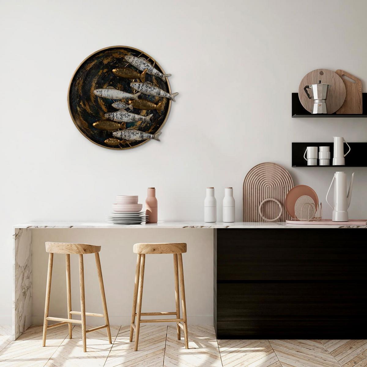 WANDDEKO Schwarz 60/60 cm - Schwarz, Metall (5.7/60/6cm) - KUNSTLOFT