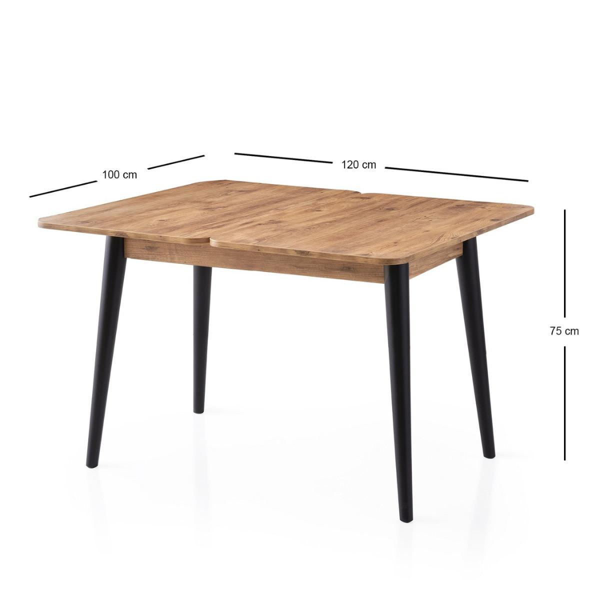 TISCH dekor atlantik-kiefer und schwarz - dolunay 100/60/75 cm - Eschefarben, Holzwerkstoff (65/60/75cm) - Calicosy
