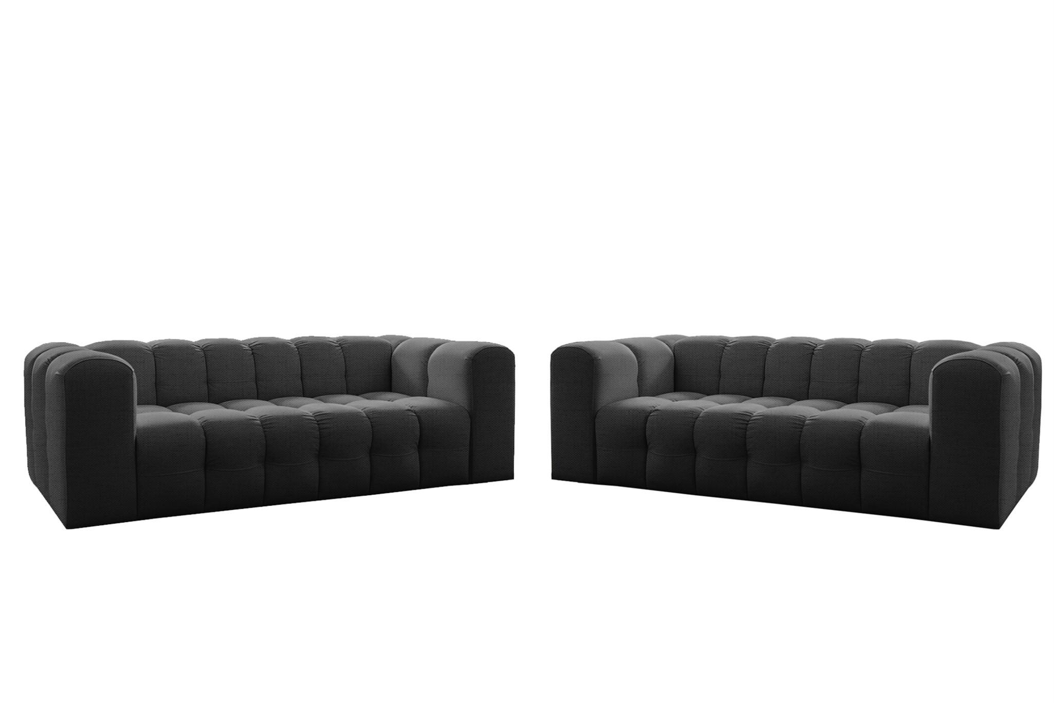 SOFASET Solvie 3-3 In Moly - Anthrazit, Holzwerkstoff/Textil (230/75/106cm) - Fun Möbel