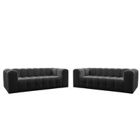 SOFASET Solvie 4-4 In Moly - Anthrazit, Holzwerkstoff/Textil (250/75/106cm) - Fun Möbel